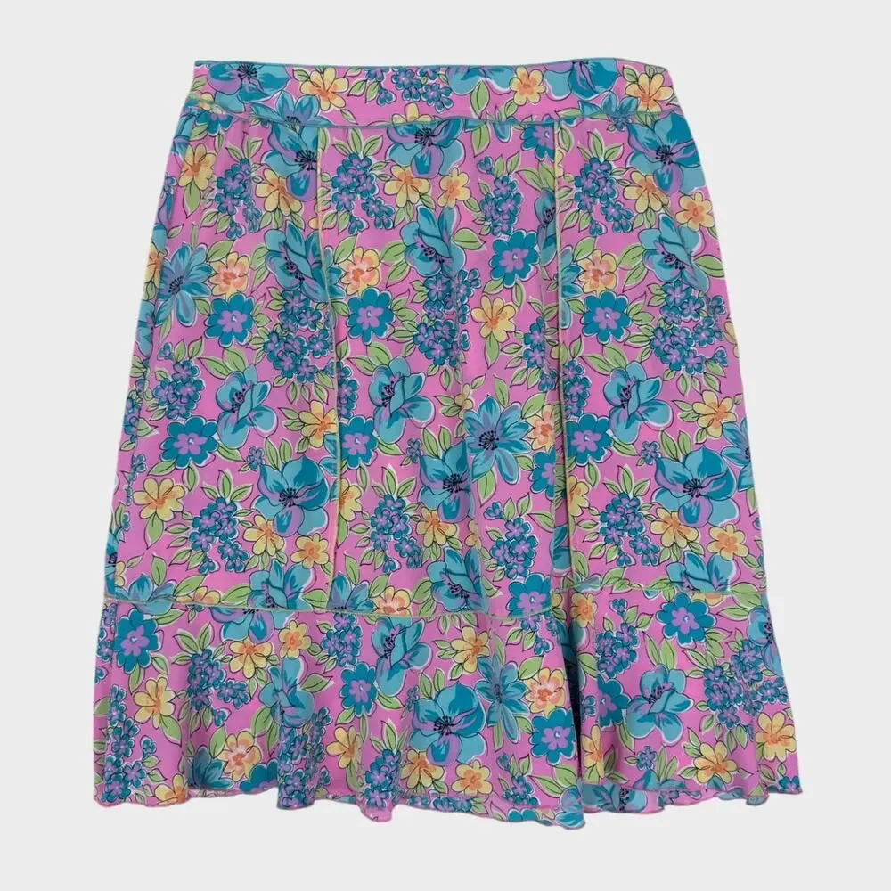 Sag Harbor Womens Size 14 Side Zipper Polyester Floral A Line Skirt